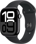 Apple Watch Series 10 [GPS + Cellular, 46mm] - Jet Black Aluminum Case with Black Sport Band, M/L (Renewed)