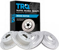 TRQ Performance Front and Rear Brake Rotor Set G Coated Drilled and Slotted Compatible with 2011-2017 Nissan Juke 2017-2019 Nissan Sentra