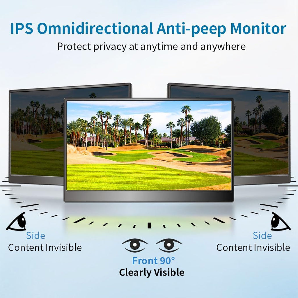 Portable Monitor Touchscreen 14',USB-C & FHD External Display 100% sRGB Anti-Glare Eye Care,Privacy Protection,Low-Power,VESA Mountable Travel Monitor for Laptop/Mac/Gaming/Office