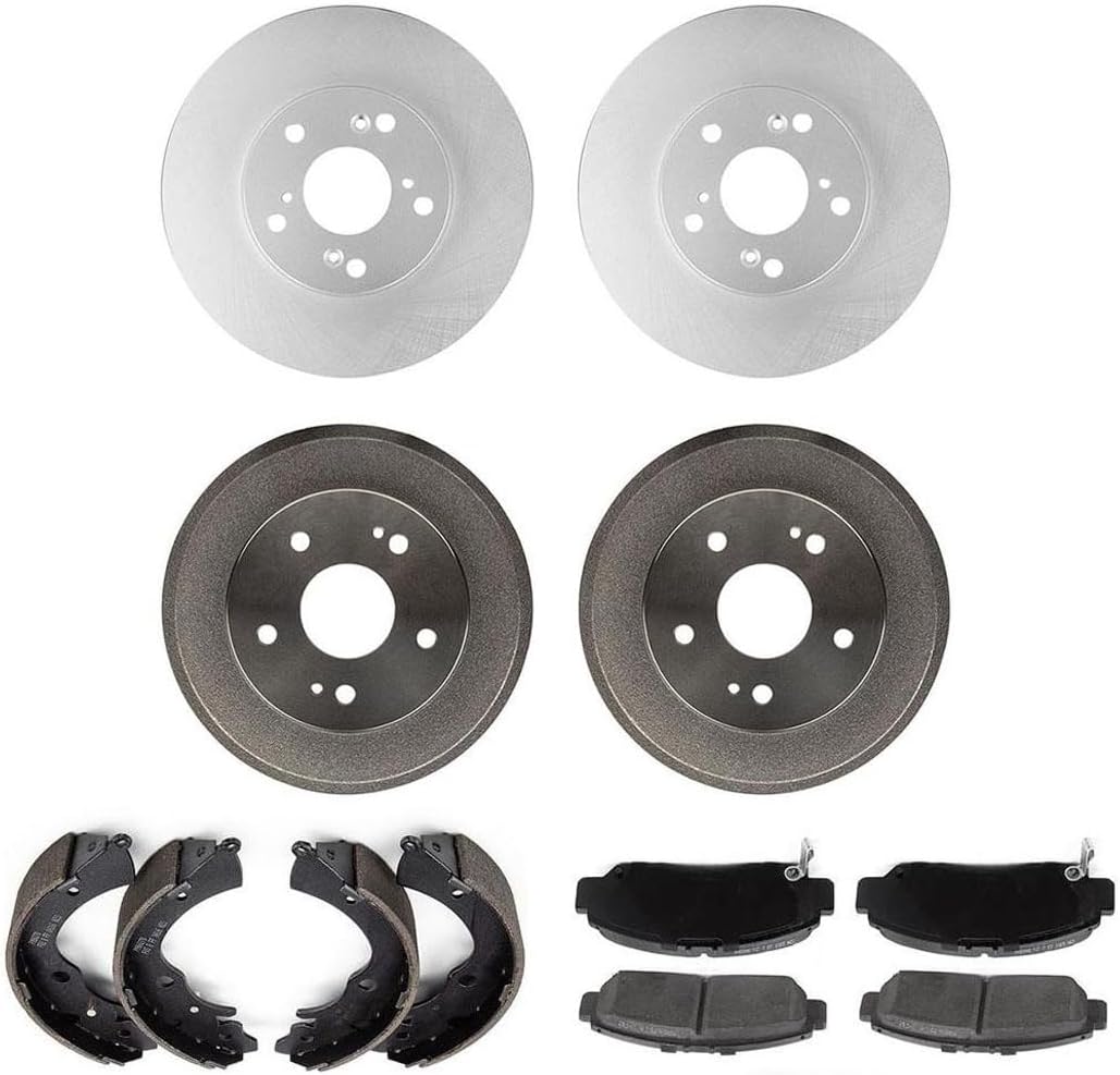 Arrhythmic Pack of 12 Ceramic Brake Pads Rotors Shoes & Drum Set Front Rear for Honda Civic 1.8L 2006 2007 2008 2009 2010 2011 Left Right Automotive Replacement Brake Kit
