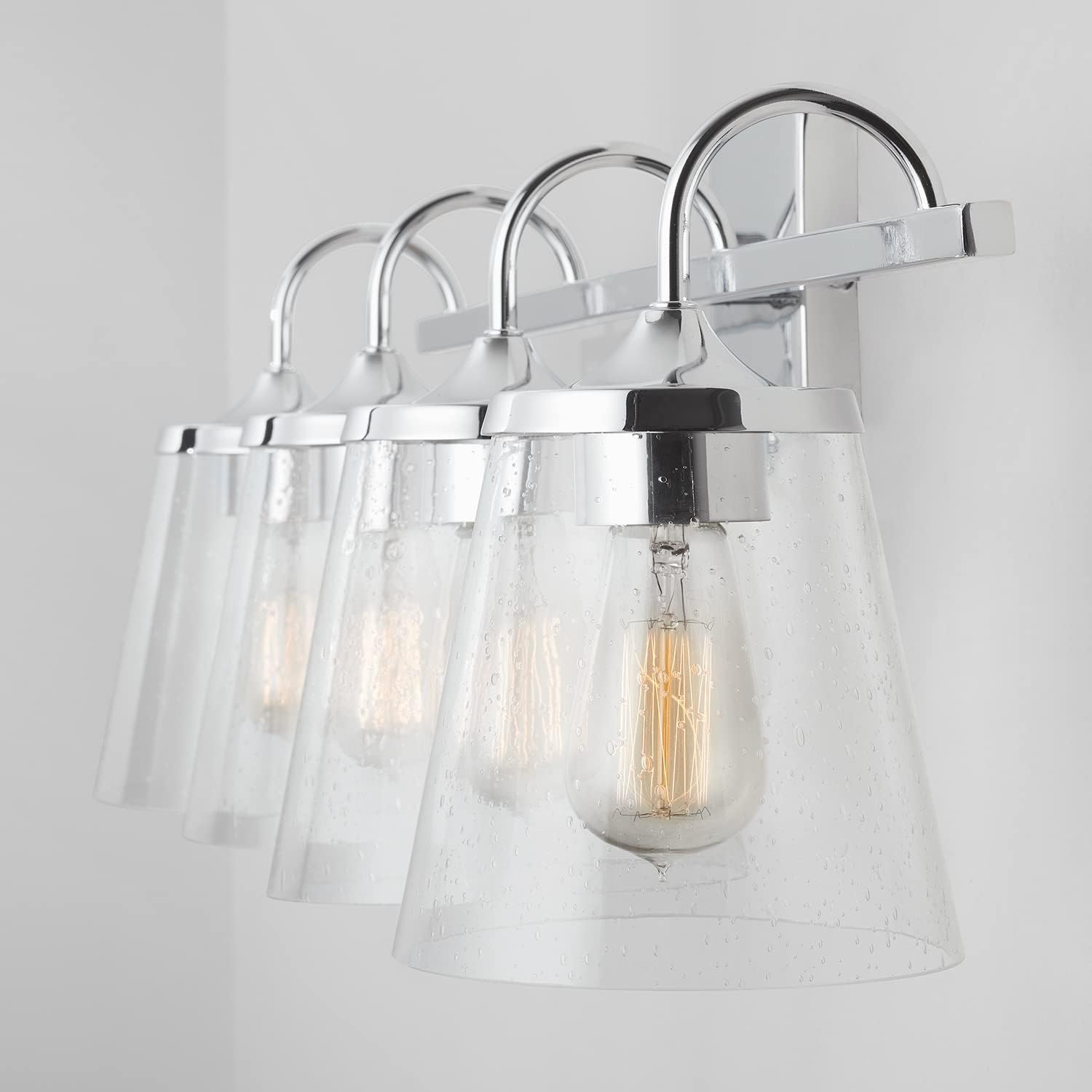 Capital Lighting 139142CH-496 Jayne Clear Seeded Glass Cone Bath Vanity Wall Mount, 4-Light 400 Total Watts, 11' H x 33' W, Chrome