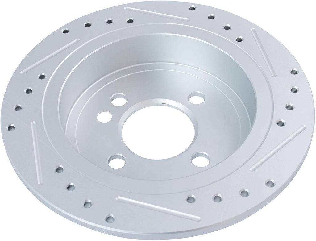 TRQ Performance Front Rear Brake Rotor Set Slotted Drilled G Coated Compatible with 2002-2006 Mini Cooper