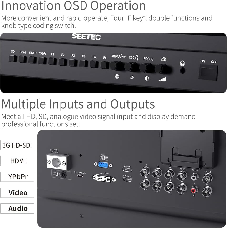 P215-9HSD-192 21.5 Inch Broadcast Production LCD Monitor 3G SDI 4K HDMI Input and Output IPS Full HD 1920x1080