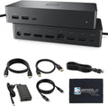 UD22 Dell Docking Station Dual Monitor Bundle - USB-C/USB-A Universal Dell Dock for Laptops Comes with 130W Adapter + Anyhdd HDMI, DisplayPort, USB-C Cables & Cloth - Supports Dual/Triple/4 Monitors