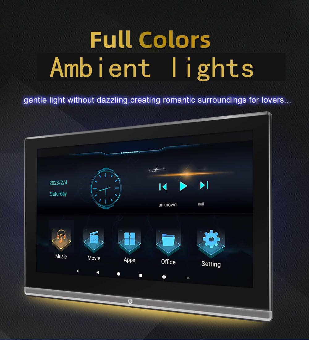 14 Inch Android12,Touch Screen 4K Car Headrest Portable Tv Support Wireless Phone mirroing,Multimedia Video with USB, Hdmi in/Out, Sd, Headphone Jack,WiFi Touch Screen,Bluetooth, FM,2G RAM+32G（1PCS）