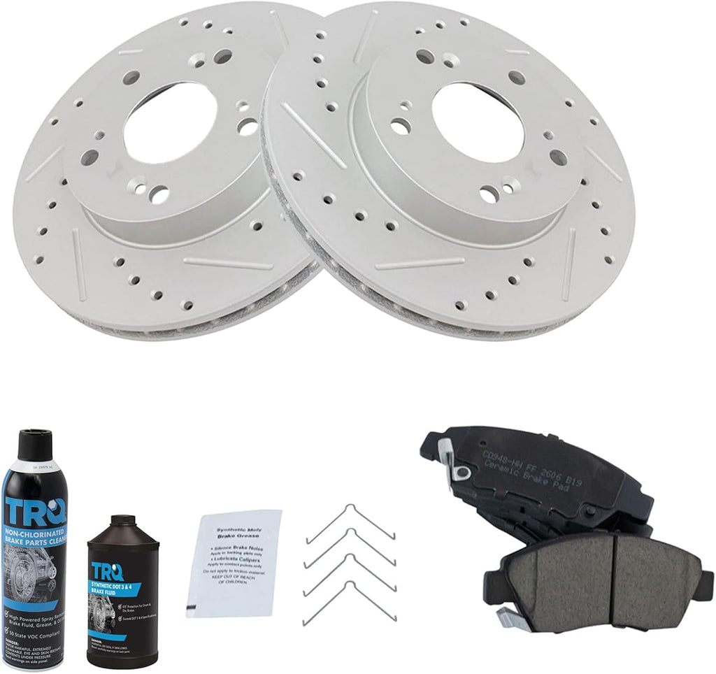Front Performance Brake Pad & Rotor Kit, with Chemical Kit Ceramic Premium G-Coated Compatible with 2002-2006 Acura RSX 2006-2011 Honda Civic 2011-2015 CR-Z