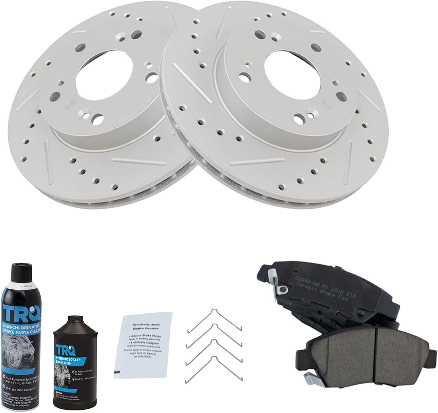 Front Performance Brake Pad & Rotor Kit, with Chemical Kit Ceramic Premium G-Coated Compatible with 2002-2006 Acura RSX 2006-2011 Honda Civic 2011-2015 CR-Z