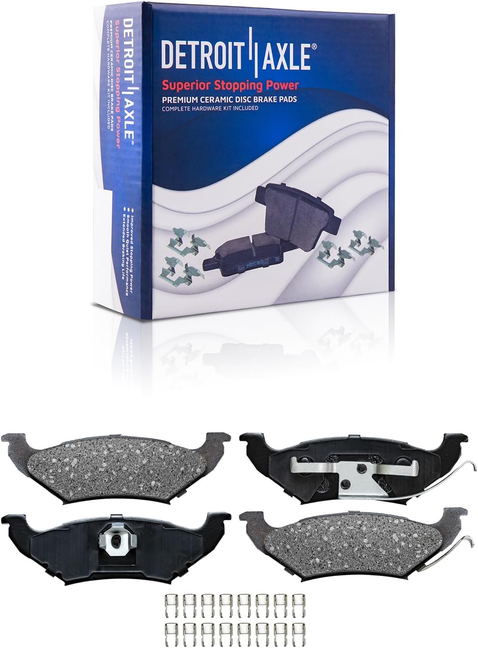 Detroit Axle - Front 282mm and 290mm Rear Disc Rotors Ceramic Pad Kit Replacement for 97-00 Dodge, Plymouth, Chrysler Town & Country, Grand Caravan, Grand Voyager 4 Wheel Disc - 10pc Set