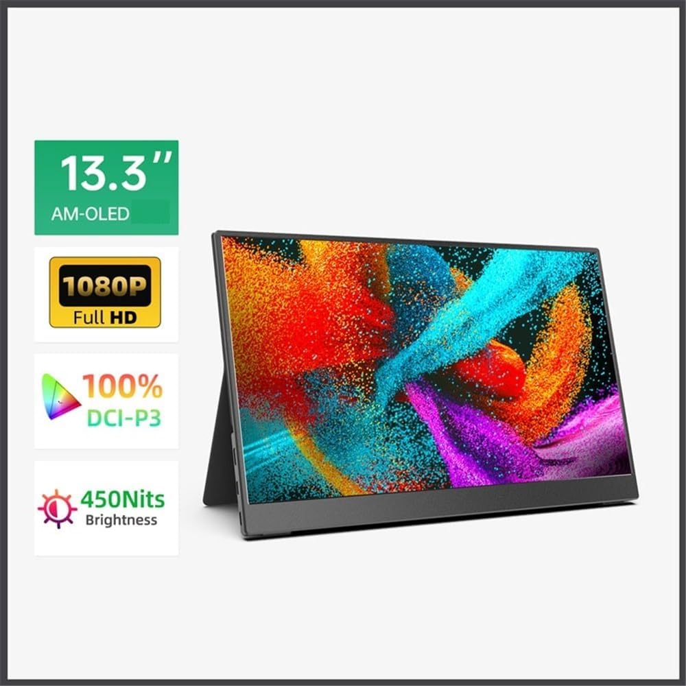 Portable Monitor for Laptop 13.3' FHD 1080P 60HZ Travel Portable Monitor for Laptop, Ultra-Slim External Screen Extender Portable Gaming Monitor