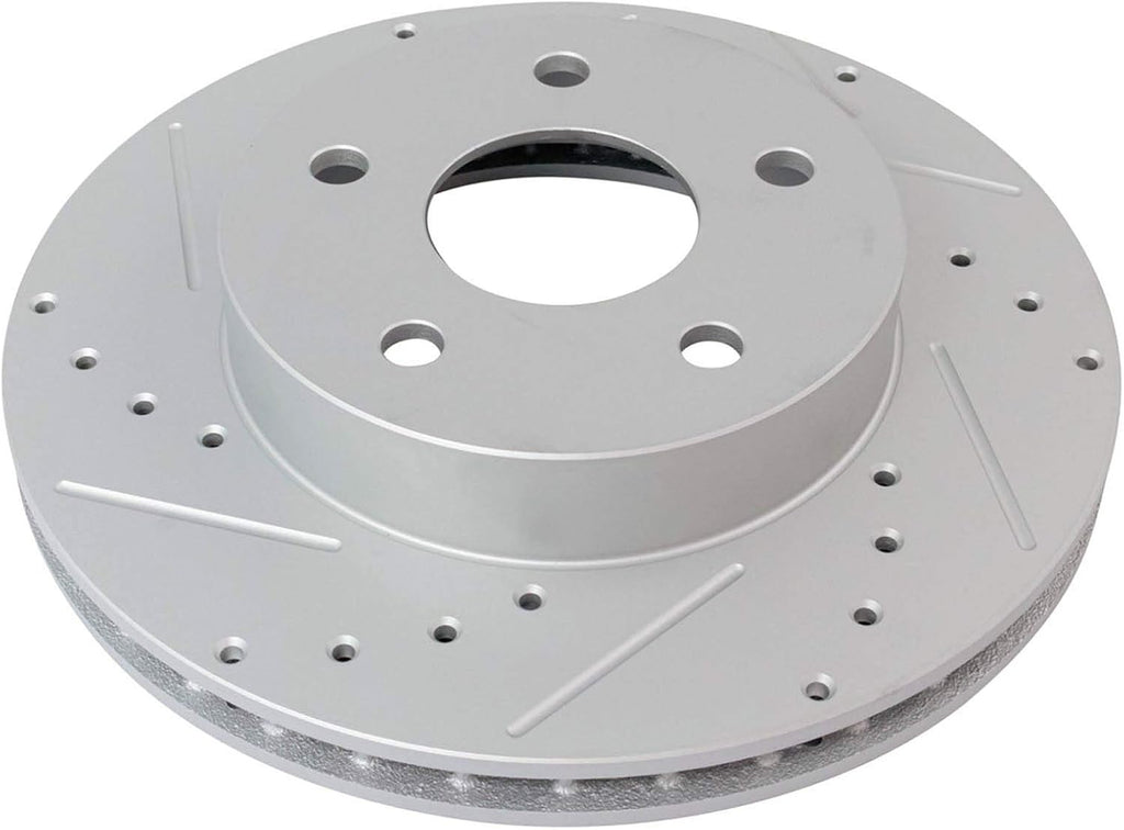 TRQ Performance Front and Rear Brake Rotor Set G Coated Drilled and Slotted Compatible with 1999-2004 Jeep Grand Cherokee