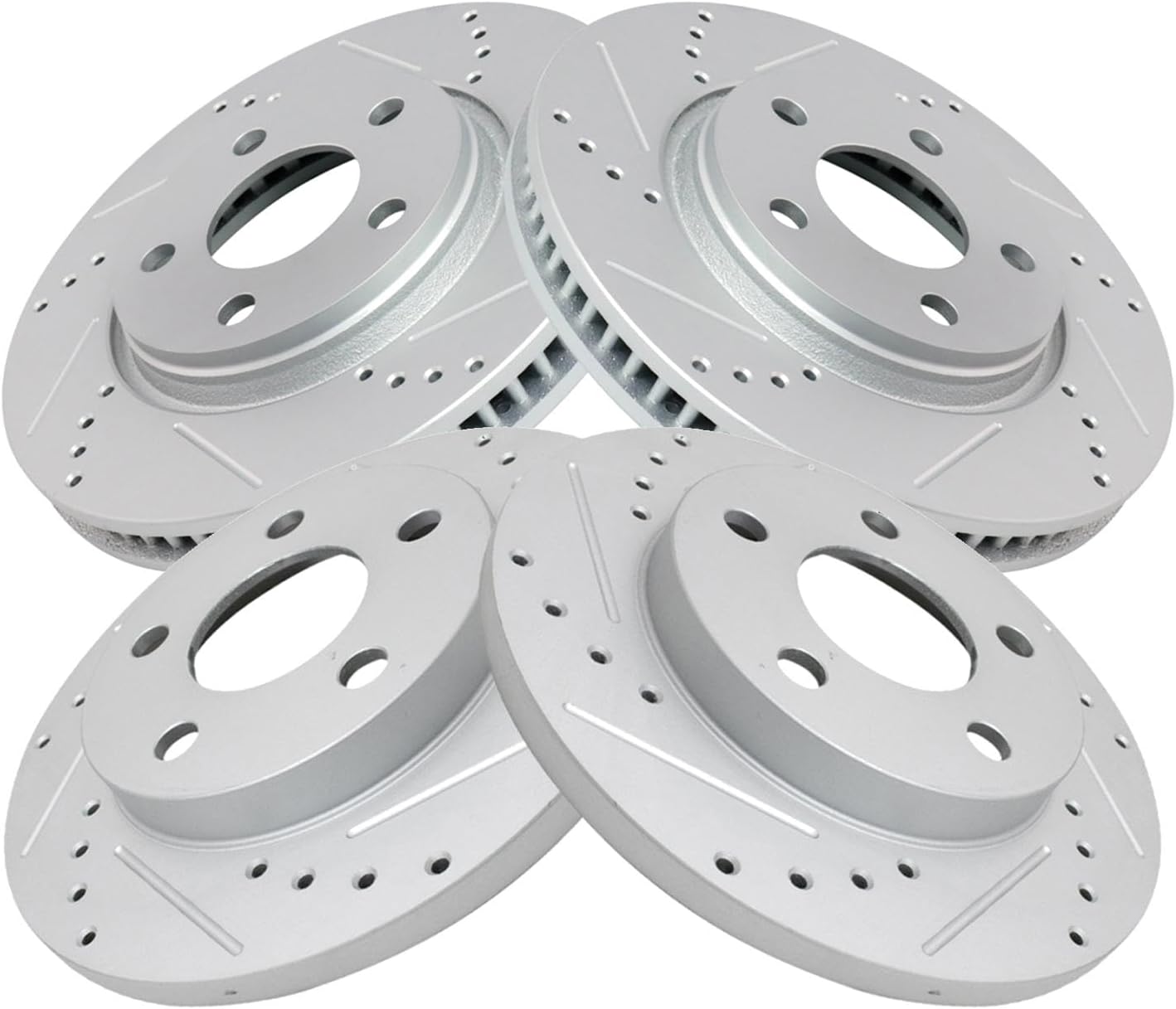 TRQ Performance Front and Rear Brake Rotor Set G Coated Drilled and Slotted Vented Solid Compatible with 2005-2009 Buick LaCrosse 2004-2008 Pontiac Grand Prix