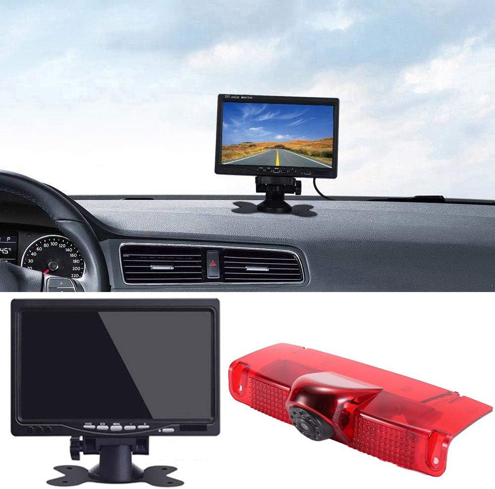 Car Third Roof Top Mount Brake Lamp Light Rear View Reverse Parking Camera,Replacement for Chevrolet Express GMC Chevy Savana Exporer Vans Cargo Van 2003-2018 (with 7 inch Monitor)