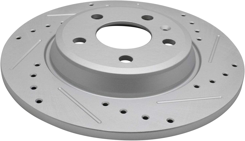 TRQ Performance Front and Rear Brake Rotor Set G Coated Drilled Slotted Compatible with 2009-2011 Audi A4 A4 Quattro 2010-2011 A5 A5 Quattro Q5 2008 Audi