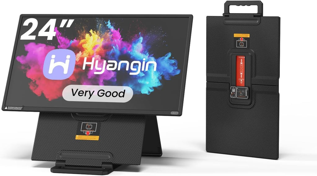 Hyangin Used Very Good 24-inch Large Portable Monitor for Laptop, 2026 Upgraded 1080P FHD 100Hz Portable Screen,125% sRGB IPS Portable Second Monitor with Adjustable Stand for Laptop, MacBook, Phones