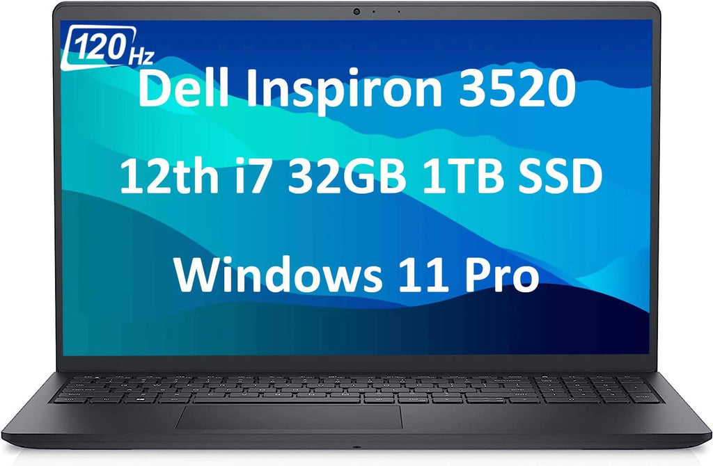 Dell Inspiron 15 15.6' Business Laptop (FHD 120Hz WVA Anti-Glare, Intel 10-Core i7-1255U, 32GB RAM, 1TB SSD), Numeric Keypad, Narrow-Bezel, Inspiron 3000 3520, Webcam, Wi-Fi 6, Win 11 Pro, Black