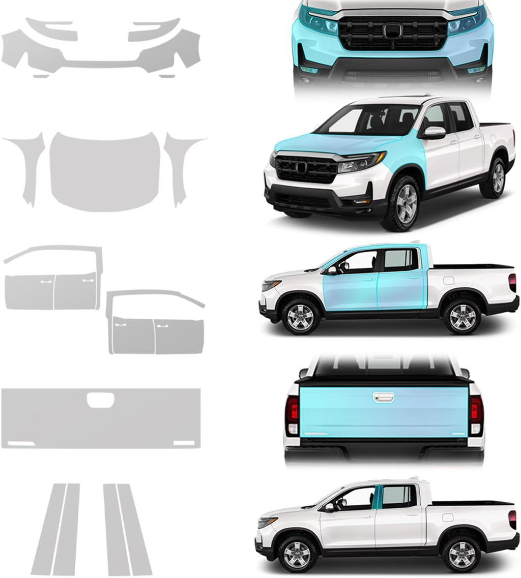 for 2024-2025 Honda Ridgeline Precut Paint Protective Film 8.5 Mil TPU PPF Clear Car HD Scratch Exterior Accessories (Full Body)