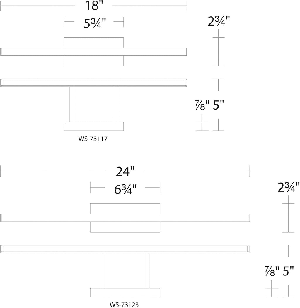 Parallax 18in LED Up or Down Bathroom Vanity or Wall Light 3-CCT 2700K-3000K-3500K Set to 2700K in Chrome