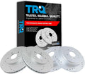 TRQ Performance Front and Rear Brake Rotor Set G Coated Drilled and Slotted Vented Solid Compatible with 2001-2006 Acura MDX 2003-2008 Honda Pilot