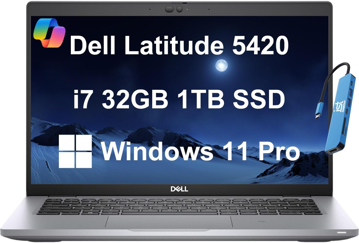 Dell Latitude 5420 Business Laptop (14' FHD Anti-Glare, Intel Core i7-1185G7, 32GB RAM, 1TB SSD) 2 x Thunderbolt 4, Backlit, HD IR Webcam, Ethernet, Wi-Fi 6, Bluetooth 5.1, IST HUB, Win 11 Pro, Gray