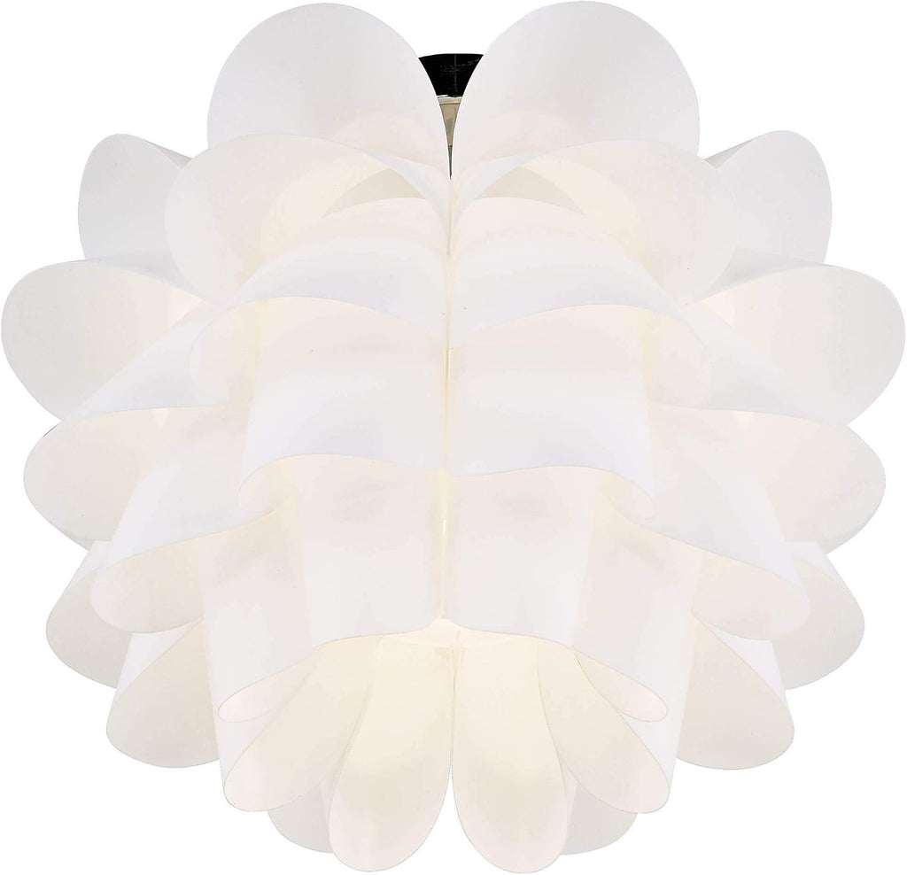 Possini Euro Design White Flower Modern Ceiling Light Semi Flush-Mount Fixture 15 3/4' Wide Chrome for Bedroom Kitchen Living Room Hallway Dining Bathroom Schoolhouse House
