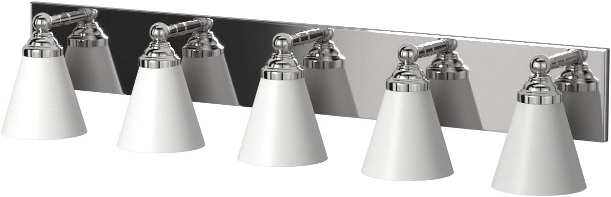 Designers Fountain Hudson 5-Light Bathroom Vanity Light Fixture, Chrome, 6495-CH Silver