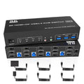 8K Displayport +2 HDMI USB 3.0 KVM Switch 3 Monitors 4 Computers,Triple Monitor KVM Switch with Audio Microphone + 3 USB3.0 Port(TA403-3D,AU Plug)