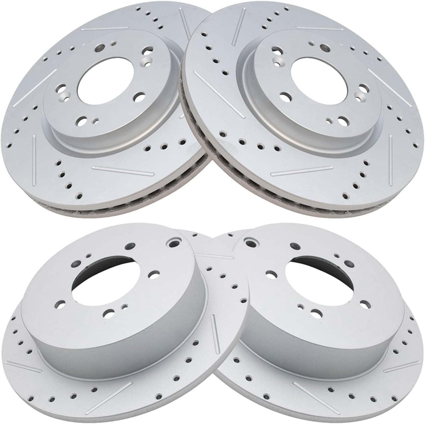 TRQ Performance Front and Rear Brake Rotor Set G Coated Slotted Drilled Compatible with 2007-2013 Mitsubishi Outlander
