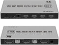 Displayport KVM Switch 2x1 4K 60Hz 8K DP USB 2 in 1 Out for PC Share Mouse Keyboad Monitor with Desktop Controller(8K Version)