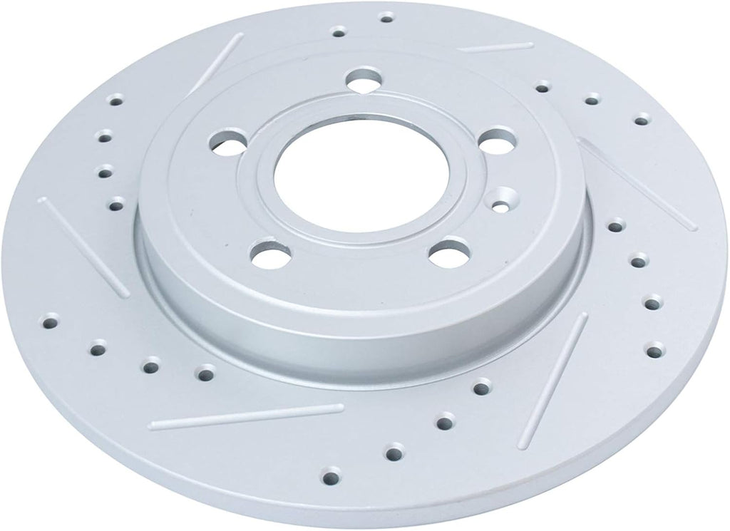 TRQ Performance Front and Rear Brake Rotor Set G Coated Drilled and Slotted Compatible with 2005-2009 Audi A4 A4 Quattro