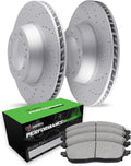 R1 Concepts Front Brake Kit Fits 2006-2011 Honda Civic| Performance Sport Brake Pads and Drilled Brake Rotors| 10.3' Front
