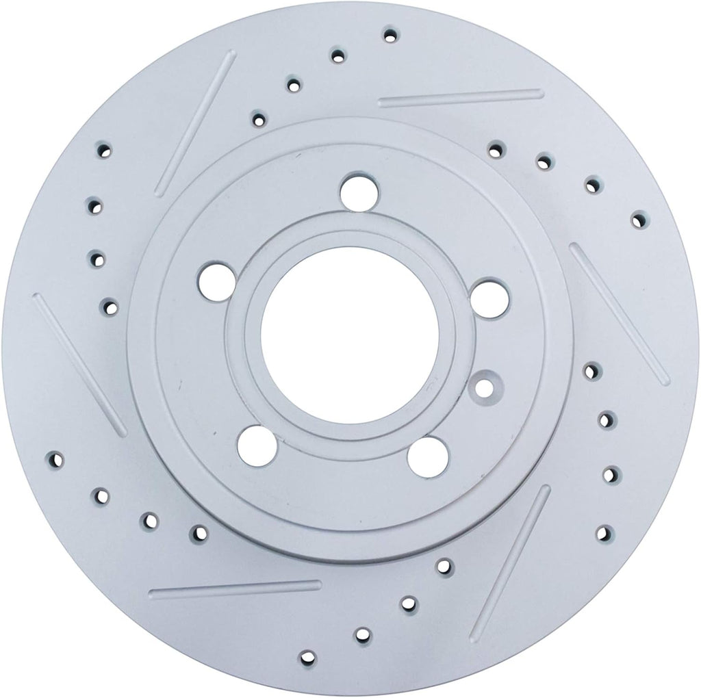 TRQ Performance Front and Rear Brake Rotor Set G Coated Drilled and Slotted Compatible with 2005-2009 Audi A4 A4 Quattro