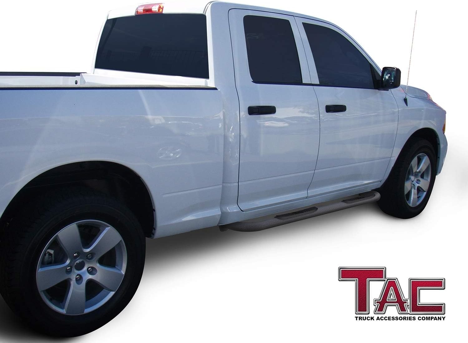 TAC Side Steps Running Boards Fit 2009-2018 RAM 1500 Quad Cab | 2019-2024 RAM 1500 Classic Quad Cab Truck Pickup 3' Texture Black Side Bars Nerf Bars Step Rails Off Road Accessories 2Pcs