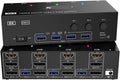 KVM Switch 3 Monitors 3 Computers, 8K@60Hz 4K@144Hz Triple Monitor KVM, 1 HDMI + 2 Displayport KVM Switch with 4 USB 3.0 Ports(UK Power Plug)