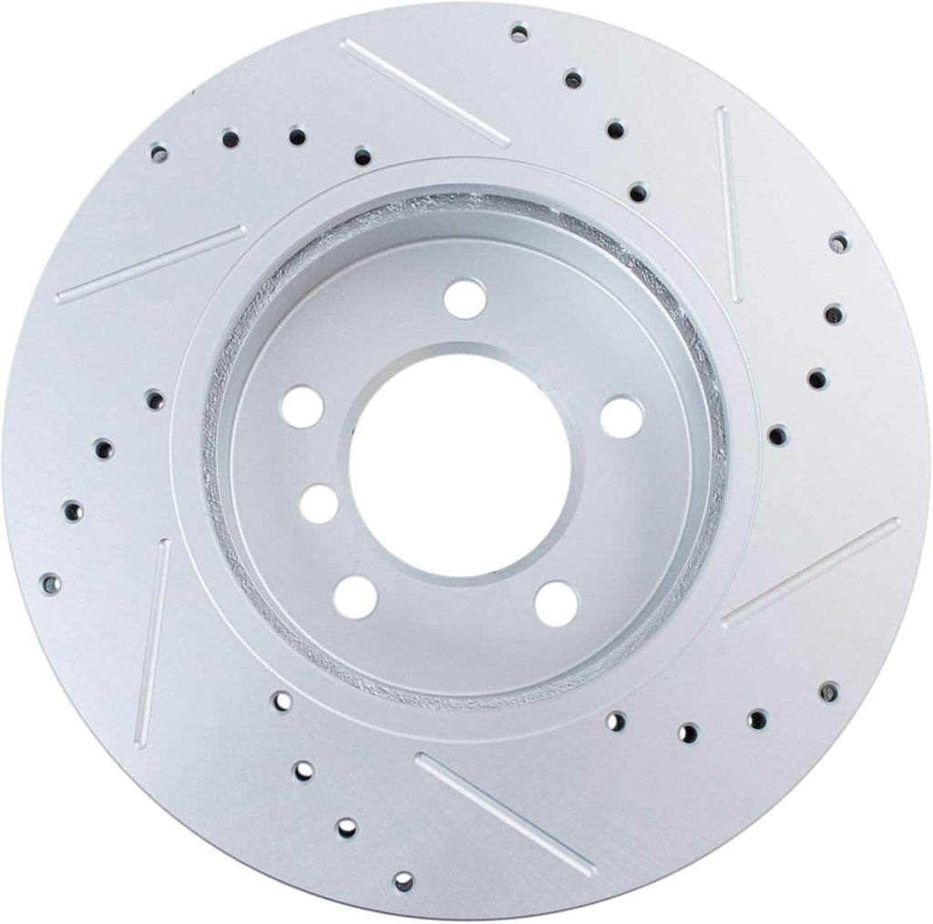 TRQ Performance Front and Rear Brake Rotor Set G Coated Drilled and Slotted Compatible with 2001-2005 BMW 325xi