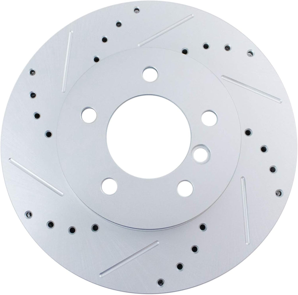 TRQ Performance Front and Rear Brake Rotor Set G Coated Drilled and Slotted Compatible with 2001-2005 BMW 325xi