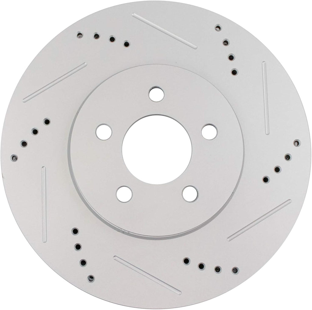 TRQ Performance Front and Rear Brake Rotor Set G Coated Drilled Slotted Compatible with 1994-2004 Ford Mustang