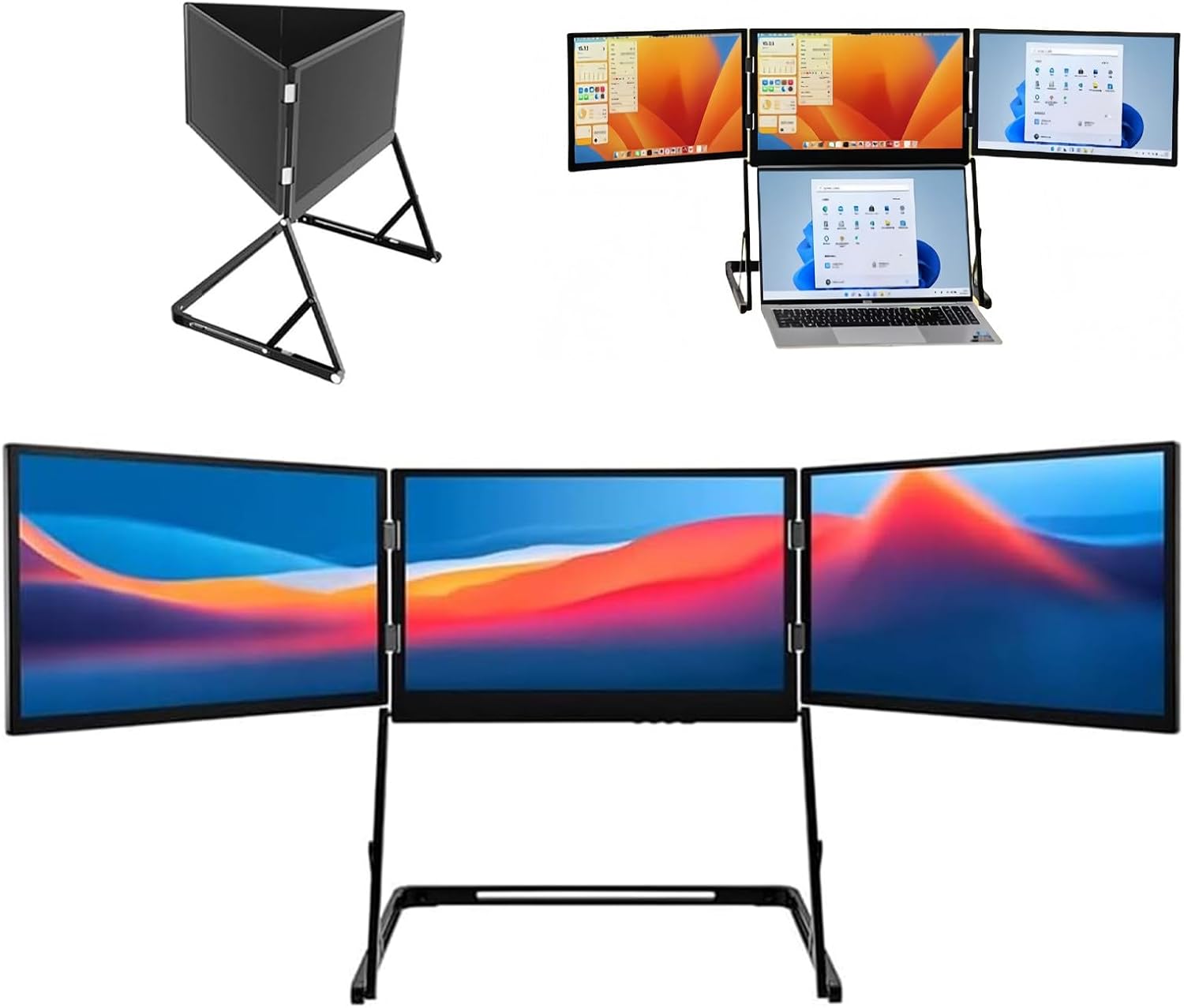 15.6' Laptop Screen Extender, Includes Power Bank, Fhd 1080p IPS Triple Laptop Monitor Extender for 13-17' Laptops, with HDMI/USB-C/Type-C, Compatible with Windows, Mac