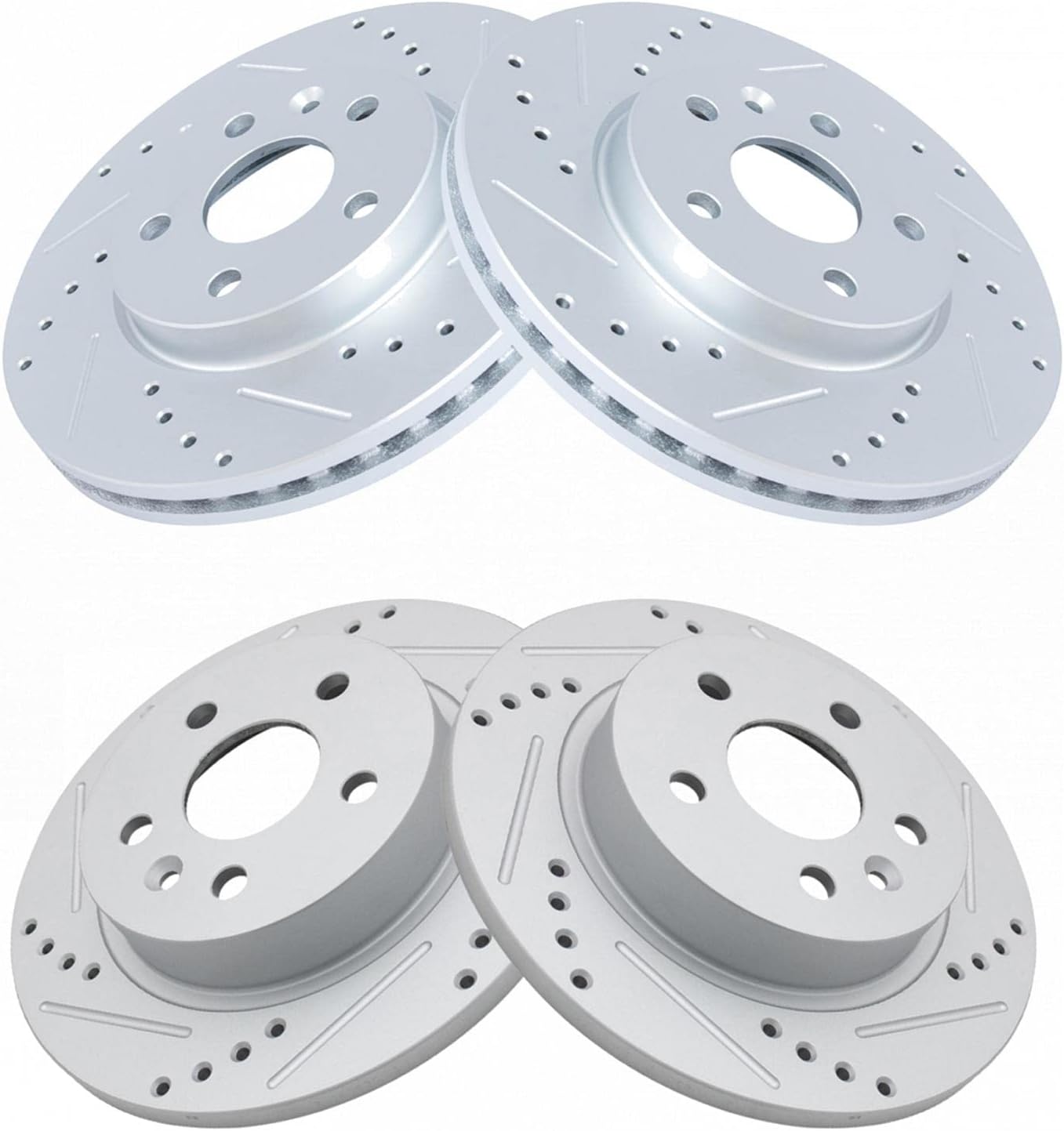 TRQ Performance Front and Rear Brake Rotor Set G Coated Drilled and Slotted Compatible with 2011-2015 Chevrolet Cruze 2016 Cruze Limited 2014-2016 Sonic
