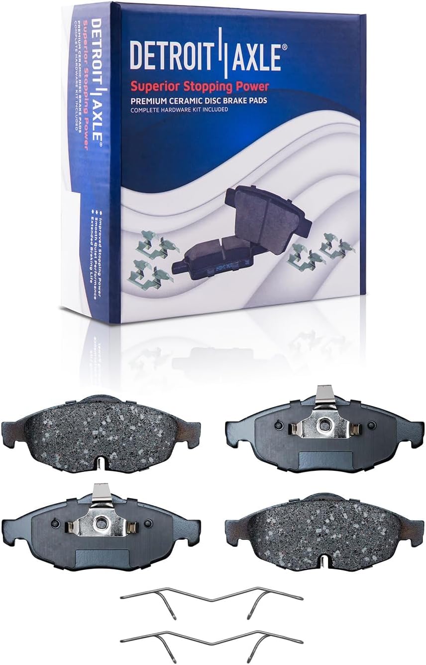Detroit Axle - Brake Kit for 2001-2006 Dodge Stratus Chrysler Sebring Front & Rear Disc Brake Rotors Ceramic Brakes Pads 2002 2003 2004 2005 Replacement: 10.63' inch REAR Rotor