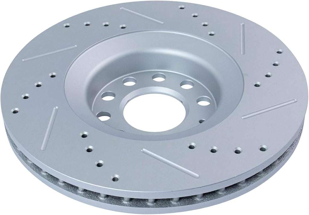 TRQ Performance Front and Rear Brake Rotor Set G Coated Drilled and Slotted Compatible with 2005-2009 Audi A4 A4 Quattro