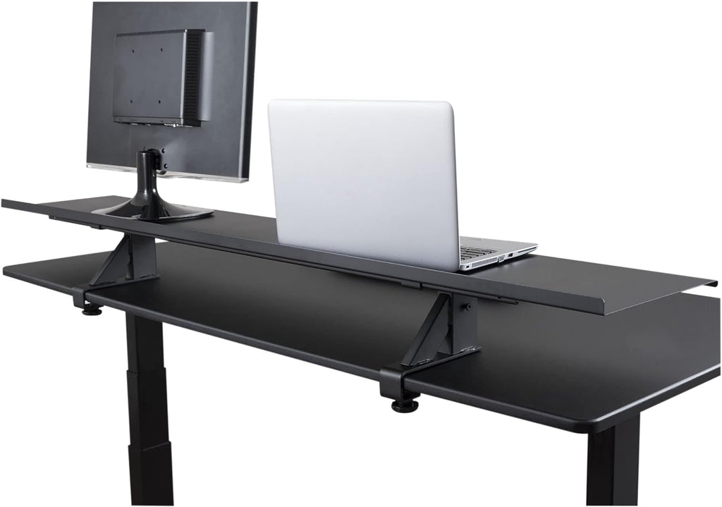 Stand Up Desk Store Clamp-On Adjustable Height Desk Shelf Monitor Stand (60' Wide)