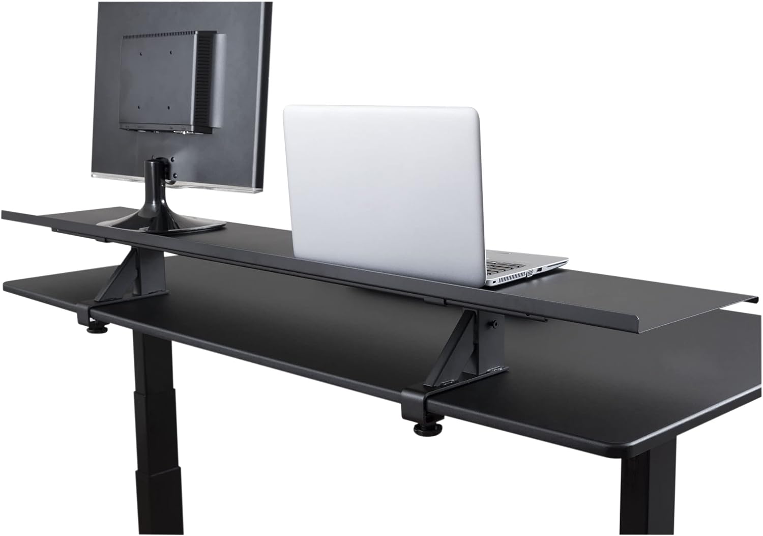 Stand Up Desk Store Clamp-On Adjustable Height Desk Shelf Monitor Stand (60' Wide)