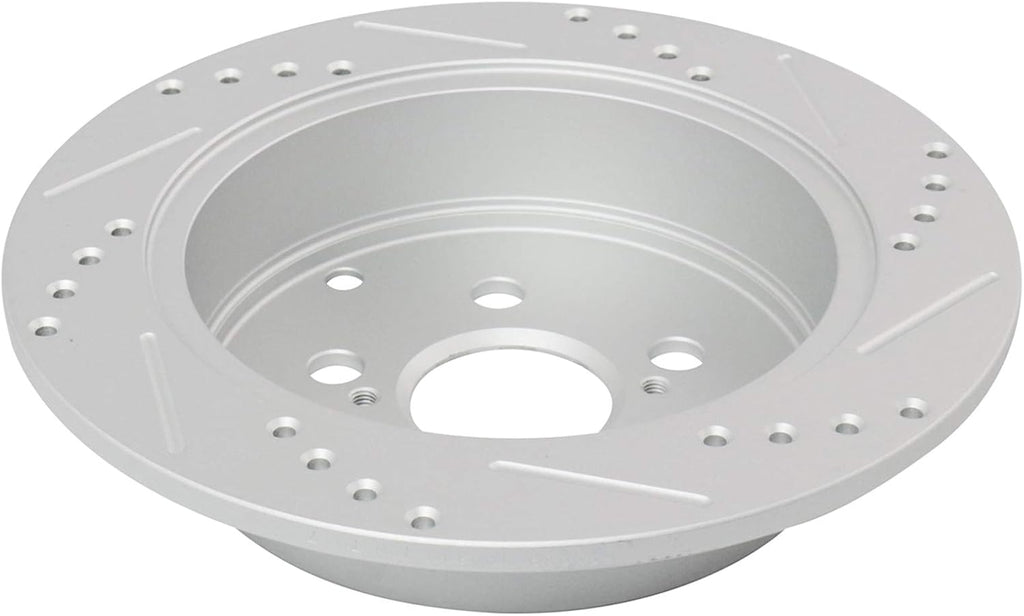 TRQ Front & Rear Brake Rotors Set Performance Premium G-Coated Slotted X Drilled Compatible with 2005-2010 Scion tC