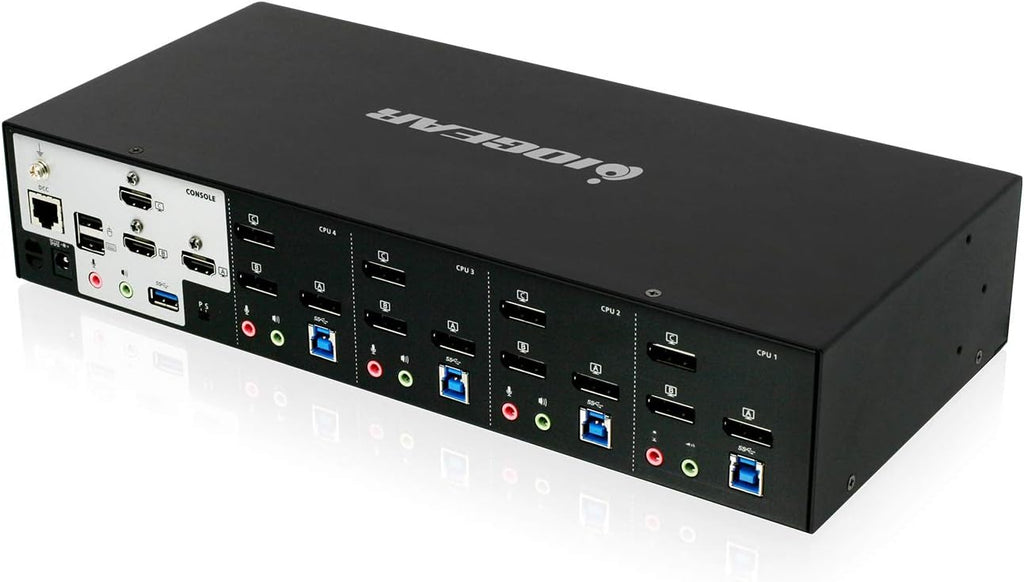 IOGEAR 4-Port 4K DisplayPort Triple View KVMP - 3 HDMI Monitors Outs - Converts DisplayPort to HDMI Out - 4096 x 2160 @60Hz - Control/Share USB 3.0 peripherals - Win 7+ Mac OS Linux - GCS1964