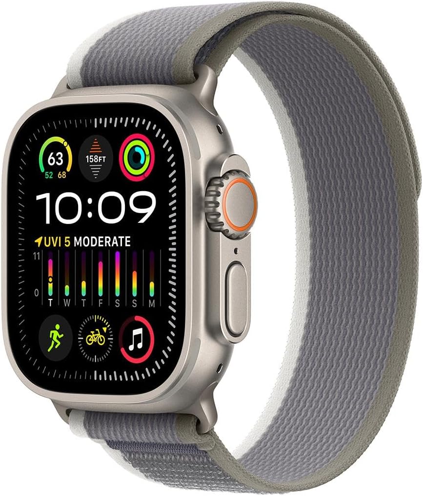 Apple Watch Ultra 2 [GPS + Cellular, 49mm] - Rugged Titanium Case & Blue Alpine Loop - Medium (Renewed)