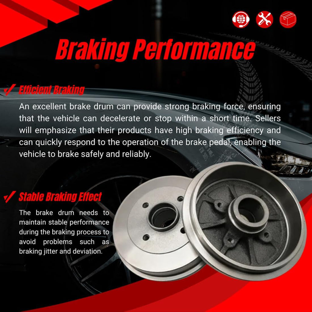 Brake Drum 2X Rear Automotive Replacement Brake Kit for Honda Civic 1.8L 2006 2007 2008 2009 2010 2011 2013 2014 2015, for Honda Civic 1.8L Manual 2013 2014 2015