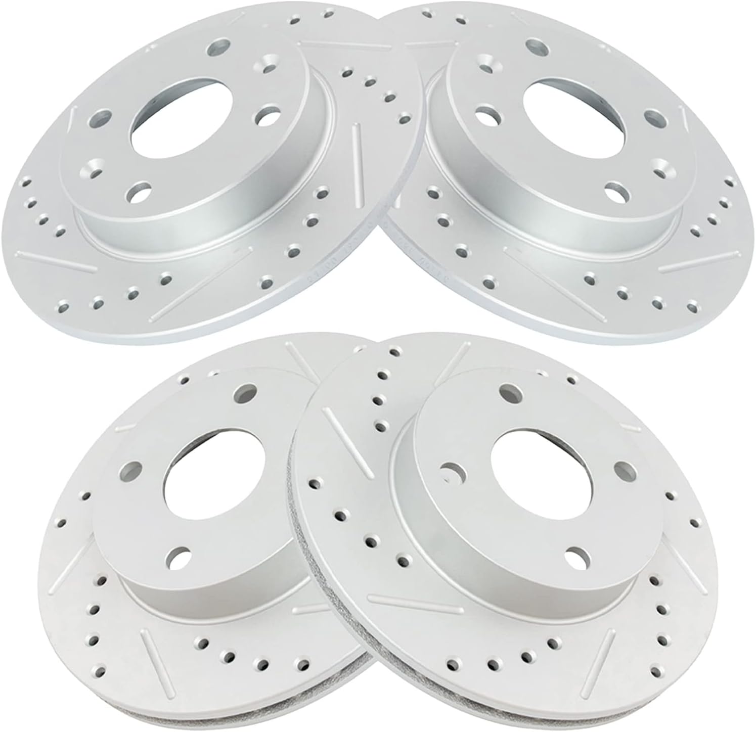 TRQ Performance Front and Rear Brake Rotor Set G Coated Drilled and Slotted Compatible with 1990-1993 Mazda Miata