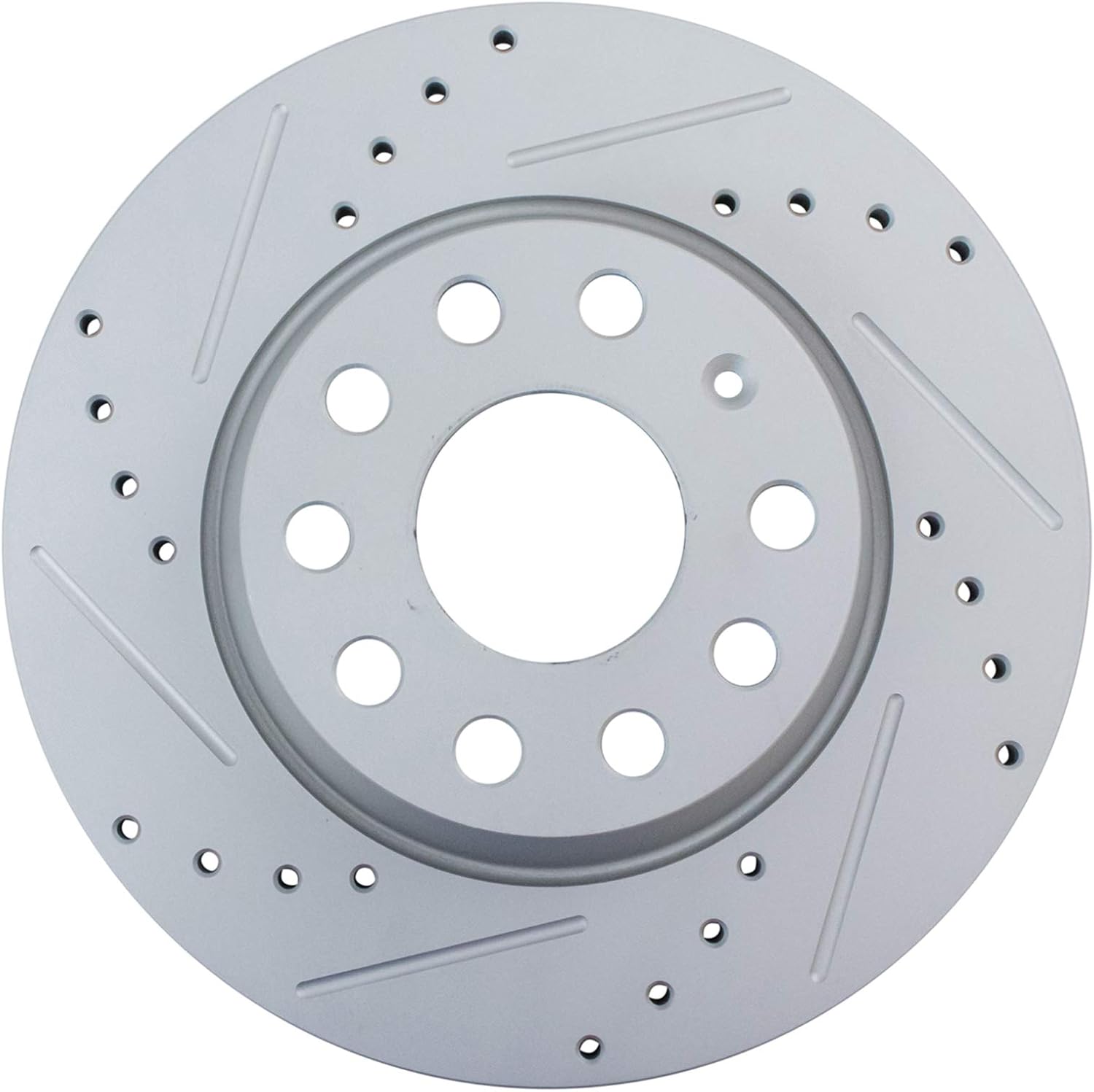 TRQ Performance Front and Rear Brake Rotor Set G Coated Drilled and Slotted Compatible with 2006-2009 Audi A3 2015 Audi Q3 2005-2017 Volkswagen Jetta GTI Passat CC Tiguan Eos 2018 Tiguan Limited