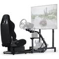 Marada Driving Racing Simulator Cockpit with Monitor Stand & Black Seat Fit for Fantec, for Logitech G923 G25 G920, for Thrustmaster T500 Wheel and Pedals Not Included
