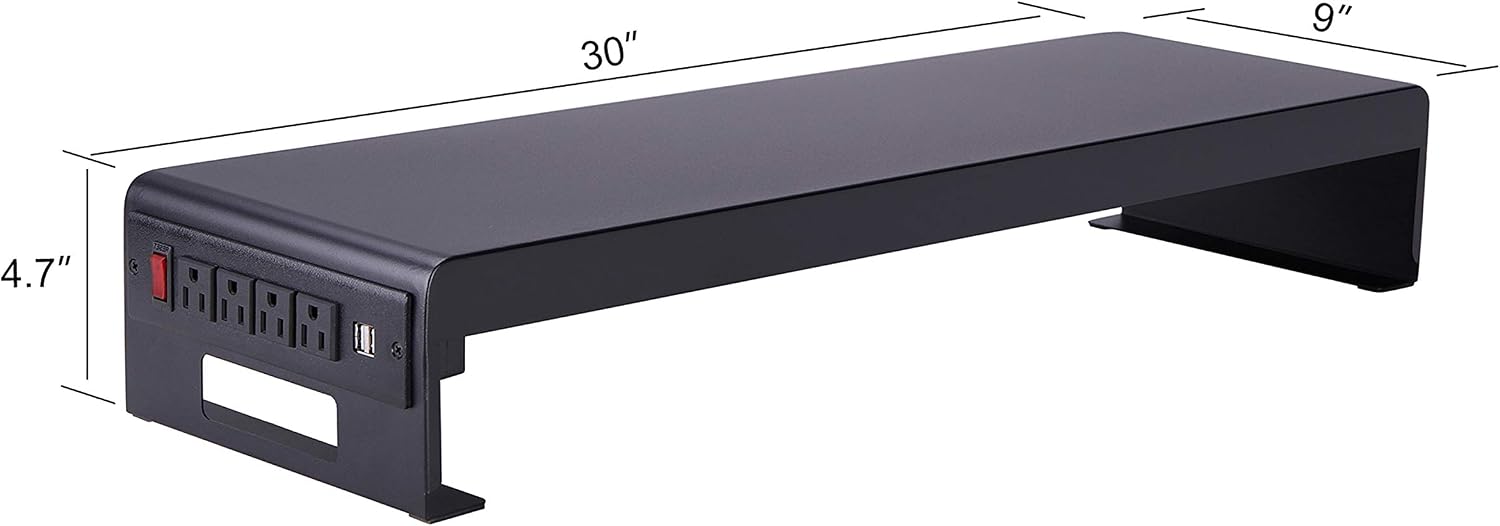 Rocelco 46' Height Adjustable Corner Standing Desk Converter with Dual Monitor Stand Bundle - Quick Sit Stand Up Computer Workstation Riser - Extra Large Keyboard Tray - Black (R CADRB-46-DMS)
